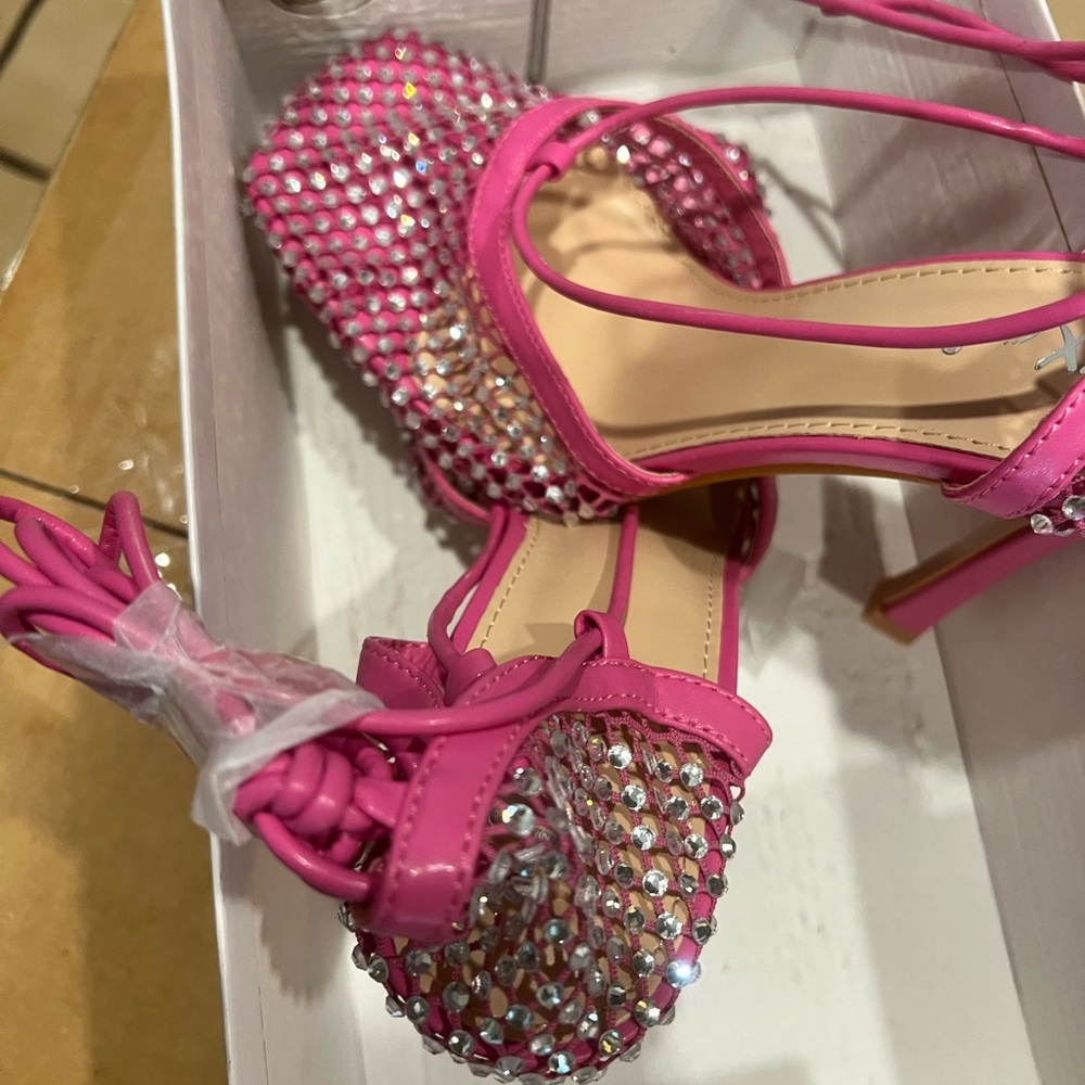 Pink ROSALYN Rhinestone Mesh Net Sandals by Mixx Shuz Sz8.5 - Picture 14 of 16